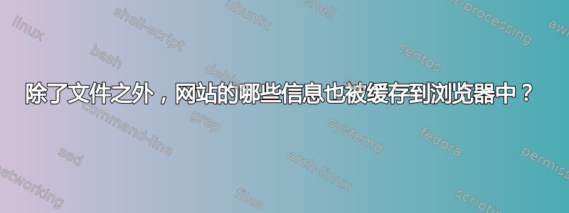 除了文件之外，网站的哪些信息也被缓存到浏览器中？