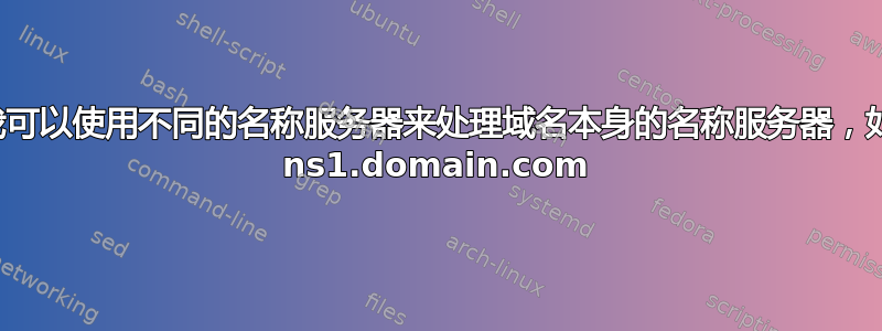 我可以使用不同的名称服务器来处理域名本身的名称服务器，如 ns1.domain.com