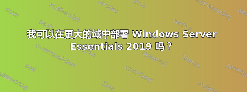 我可以在更大的域中部署 Windows Server Essentials 2019 吗？