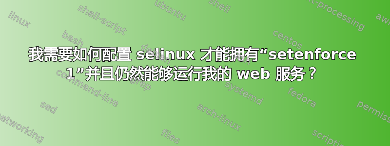 我需要如何配置 selinux 才能拥有“setenforce 1”并且仍然能够运行我的 web 服务？