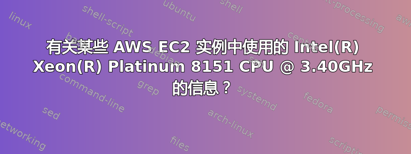 有关某些 AWS EC2 实例中使用的 Intel(R) Xeon(R) Platinum 8151 CPU @ 3.40GHz 的信息？