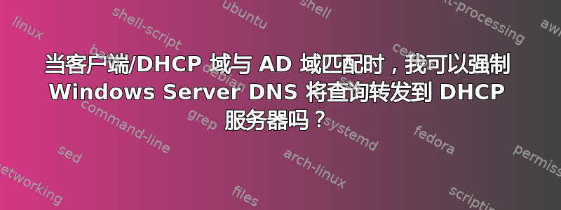 当客户端/DHCP 域与 AD 域匹配时，我可以强制 Windows Server DNS 将查询转发到 DHCP 服务器吗？