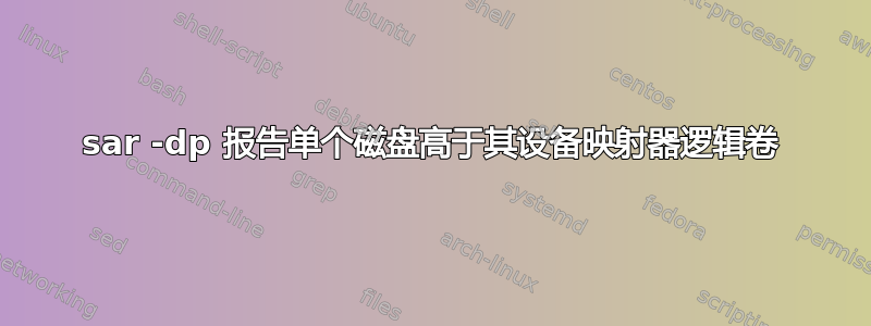 sar -dp 报告单个磁盘高于其设备映射器逻辑卷