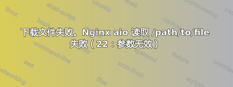 下载文件失败。Nginx aio 读取 /path/to/file 失败（22：参数无效）