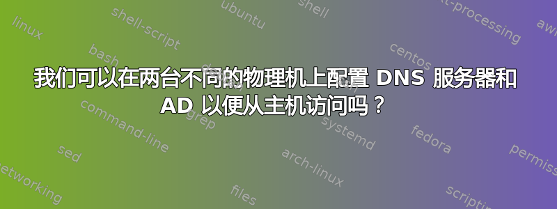 我们可以在两台不同的物理机上配置 DNS 服务器和 AD 以便从主机访问吗？