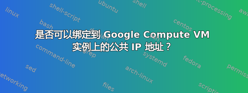 是否可以绑定到 Google Compute VM 实例上的公共 IP 地址？