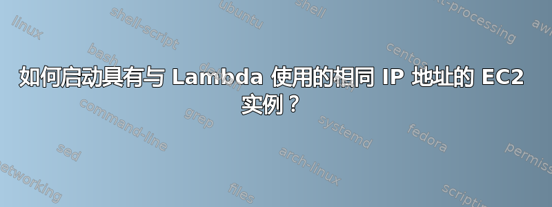 如何启动具有与 Lambda 使用的相同 IP 地址的 EC2 实例？