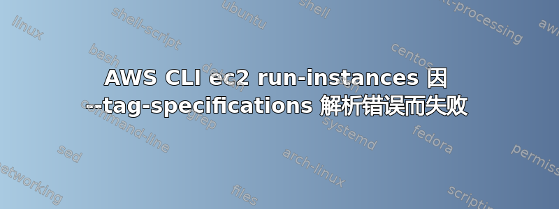 AWS CLI ec2 run-instances 因 --tag-specifications 解析错误而失败