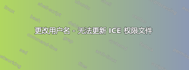 更改用户名 - 无法更新 ICE 权限文件