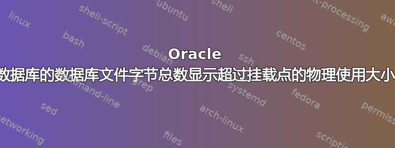 Oracle 数据库的数据库文件字节总数显示超过挂载点的物理使用大小