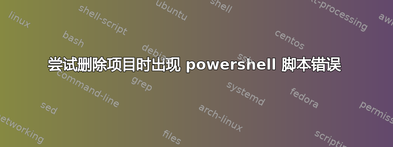 尝试删除项目时出现 powershell 脚本错误