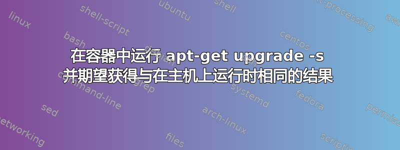 在容器中运行 apt-get upgrade -s 并期望获得与在主机上运行时相同的结果