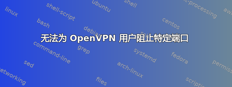 无法为 OpenVPN 用户阻止特定端口