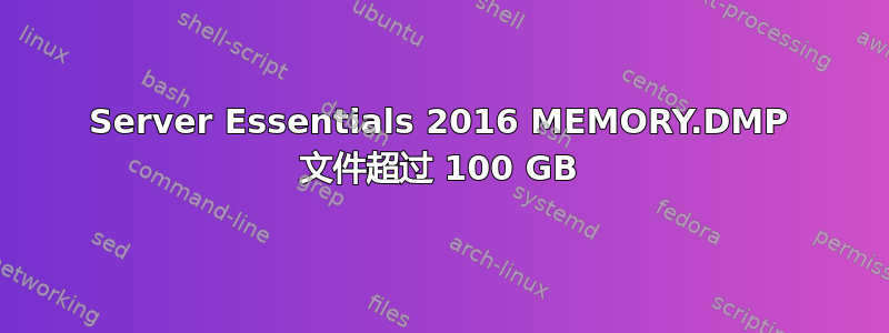 Server Essentials 2016 MEMORY.DMP 文件超过 100 GB