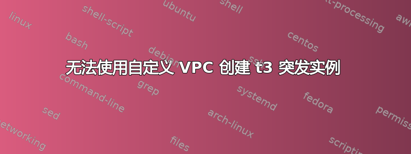 无法使用自定义 VPC 创建 t3 突发实例