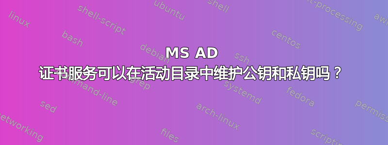 MS AD 证书服务可以在活动目录中维护公钥和私钥吗？