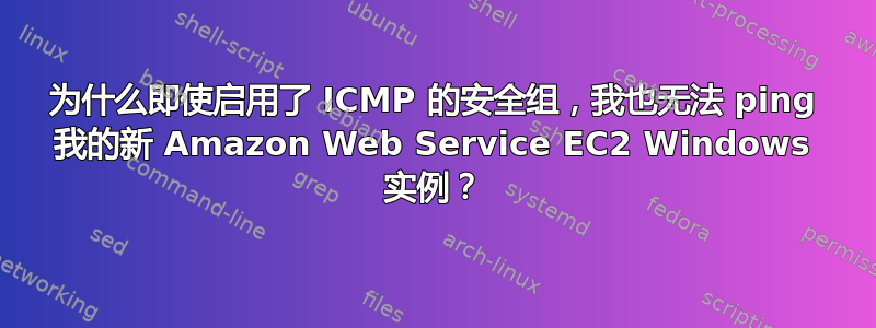 为什么即使启用了 ICMP 的安全组，我也无法 ping 我的新 Amazon Web Service EC2 Windows 实例？