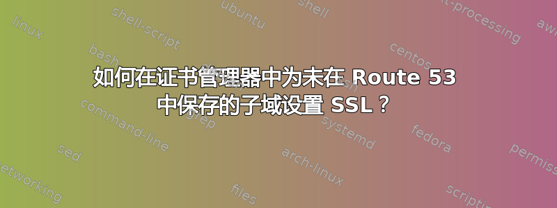 如何在证书管理器中为未在 Route 53 中保存的子域设置 SSL？