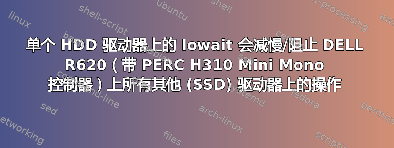 单个 HDD 驱动器上的 Iowait 会减慢/阻止 DELL R620（带 PERC H310 Mini Mono 控制器）上所有其他 (SSD) 驱动器上的操作