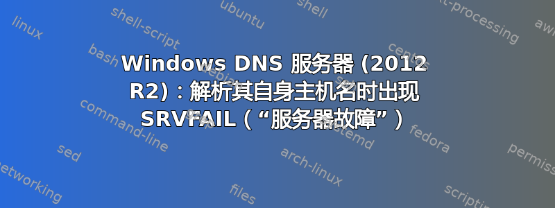 Windows DNS 服务器 (2012 R2)：解析其自身主机名时出现 SRVFAIL（“服务器故障”）