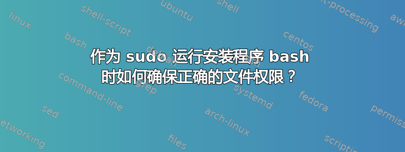 作为 sudo 运行安装程序 bash 时如何确保正确的文件权限？