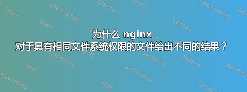 为什么 nginx 对于具有相同文件系统权限的文件给出不同的结果？