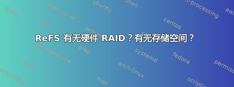 ReFS 有无硬件 RAID？有无存储空间？