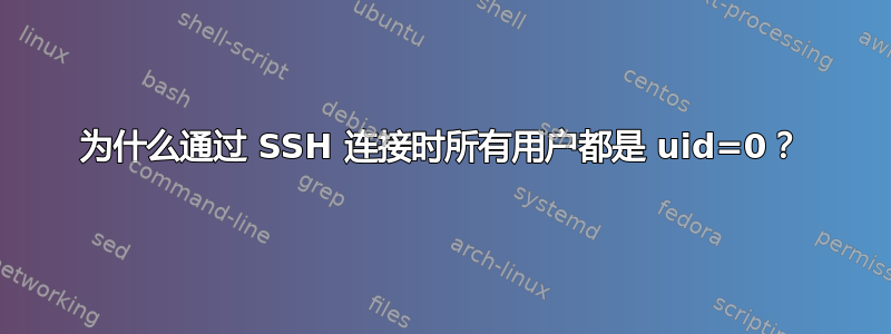 为什么通过 SSH 连接时所有用户都是 uid=0？