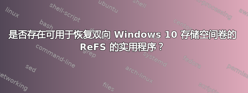 是否存在可用于恢复双向 Windows 10 存储空间卷的 ReFS 的实用程序？