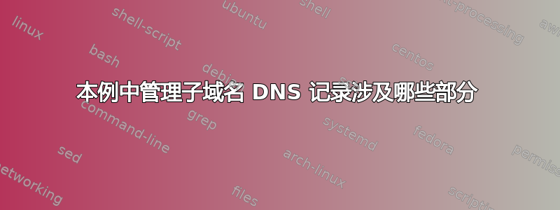 本例中管理子域名 DNS 记录涉及哪些部分