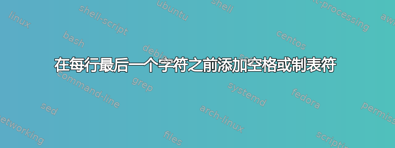 在每行最后一个字符之前添加空格或制表符