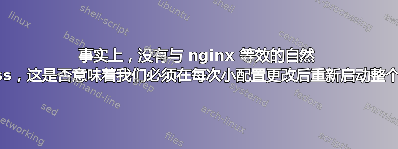 事实上，没有与 nginx 等效的自然 .htaccess，这是否意味着我们必须在每次小配置更改后重新启动整个服务器？