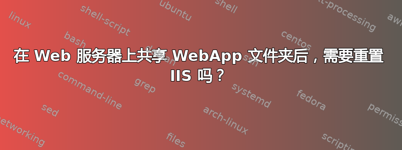 在 Web 服务器上共享 WebApp 文件夹后，需要重置 IIS 吗？