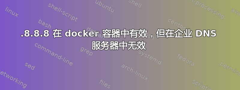 8.8.8.8 在 docker 容器中有效，但在企业 DNS 服务器中无效