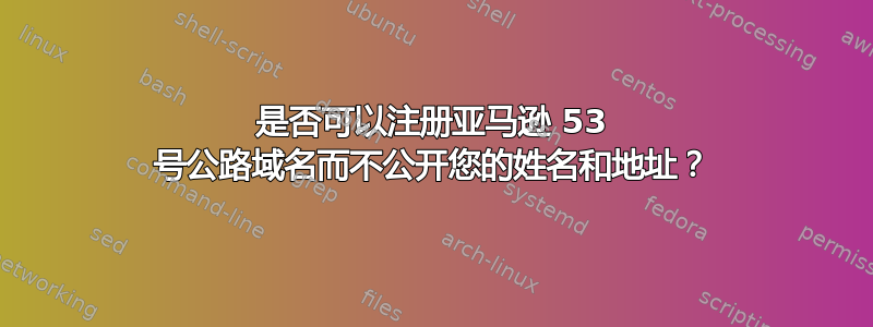 是否可以注册亚马逊 53 号公路域名而不公开您的姓名和地址？