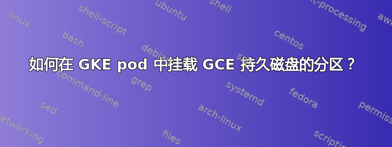 如何在 GKE pod 中挂载 GCE 持久磁盘的分区？