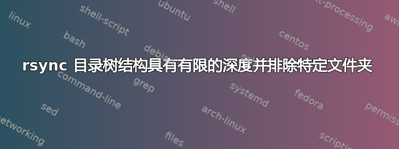 rsync 目录树结构具有有限的深度并排除特定文件夹