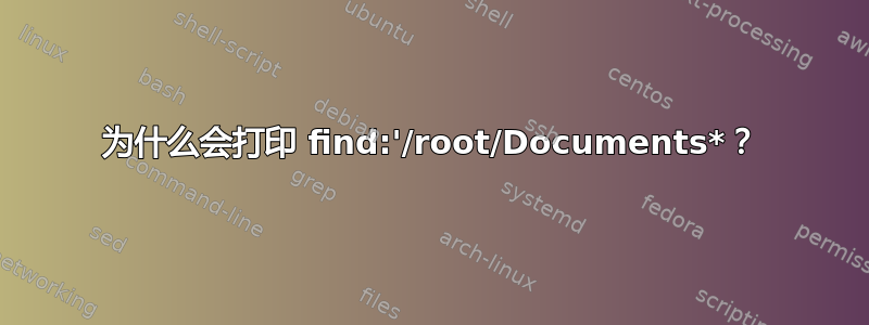 为什么会打印 find:'/root/Documents*？