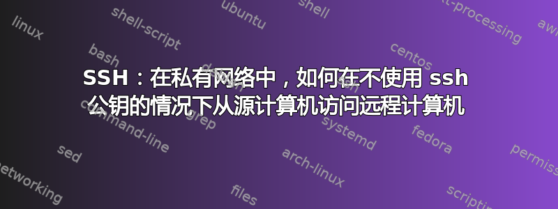 SSH：在私有网络中，如何在不使用 ssh 公钥的情况下从源计算机访问远程计算机