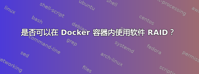 是否可以在 Docker 容器内使用软件 RAID？