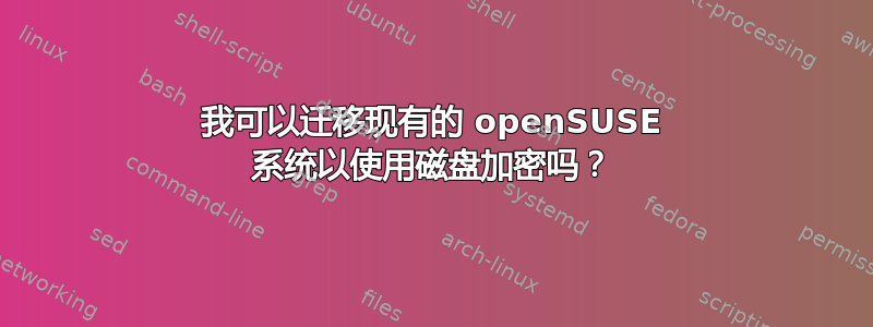 我可以迁移现有的 openSUSE 系统以使用磁盘加密吗？