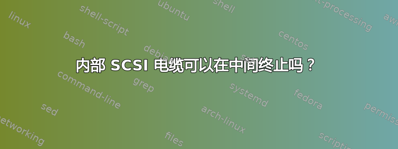 内部 SCSI 电缆可以在中间终止吗？