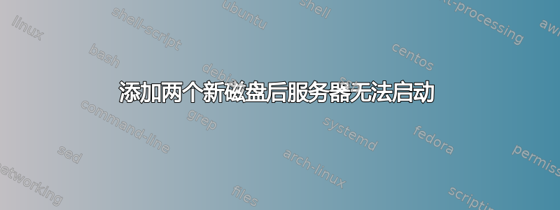 添加两个新磁盘后服务器无法启动