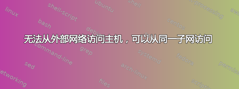 无法从外部网络访问主机，可以从同一子网访问