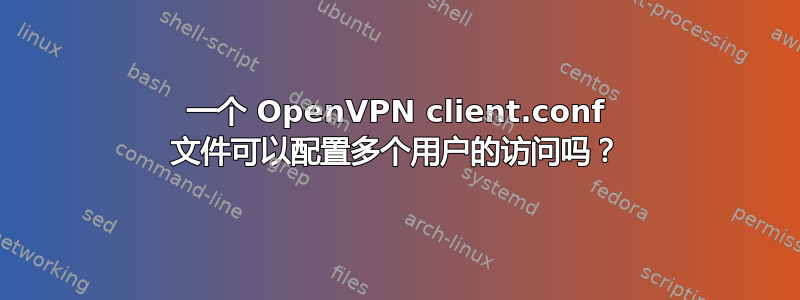 一个 OpenVPN client.conf 文件可以配置多个用户的访问吗？