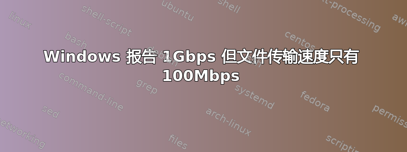 Windows 报告 1Gbps 但文件传输速度只有 100Mbps