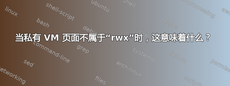 当私有 VM 页面不属于“rwx”时，这意味着什么？