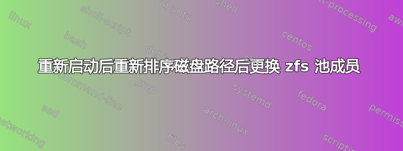 重新启动后重新排序磁盘路径后更换 zfs 池成员