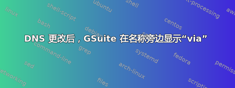 DNS 更改后，GSuite 在名称旁边显示“via”