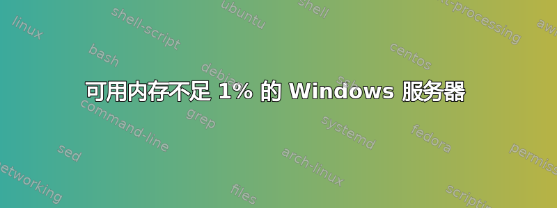 可用内存不足 1% 的 Windows 服务器